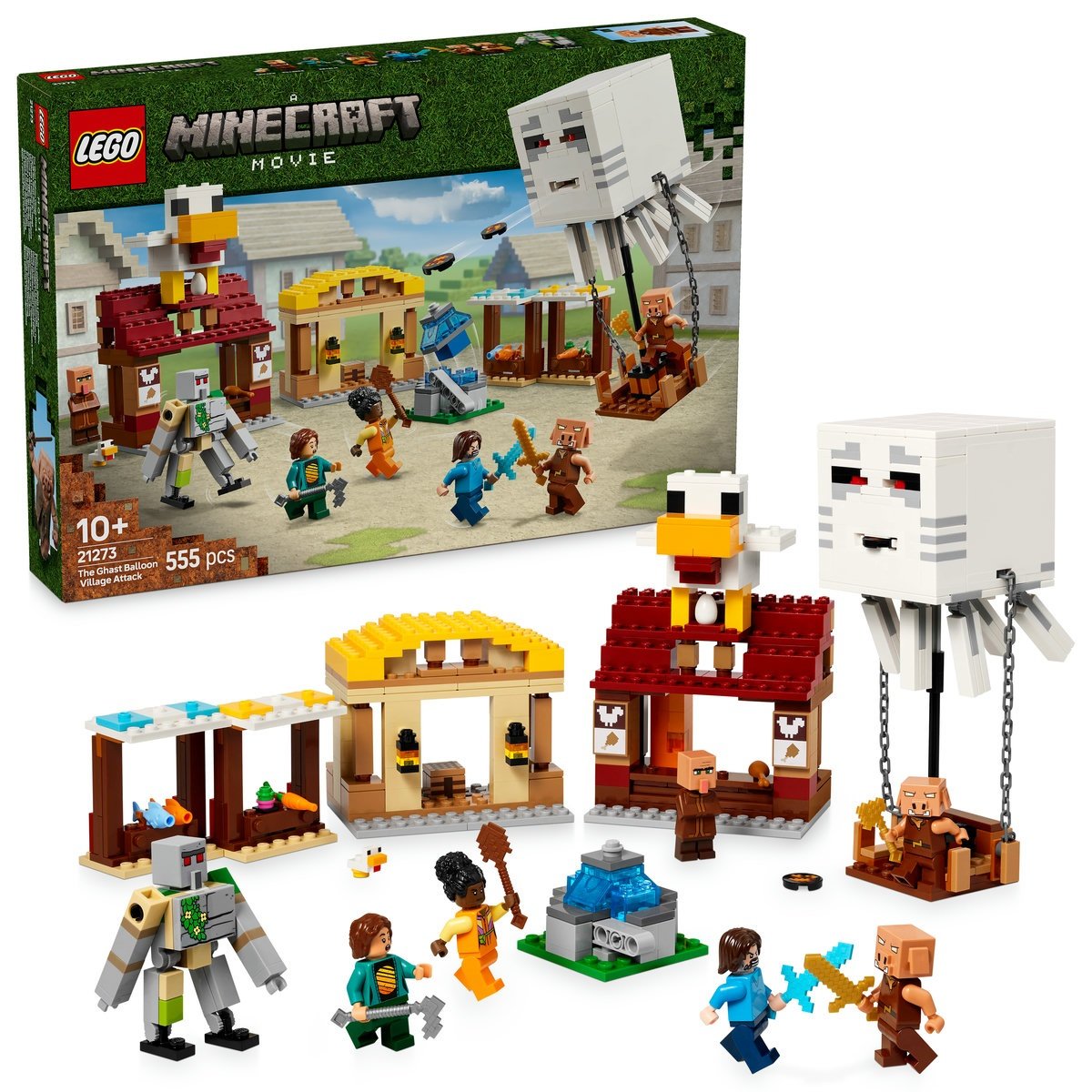 Set LEGO Minecraft - Atacul baloanelor Ghast asupra satului (21273)