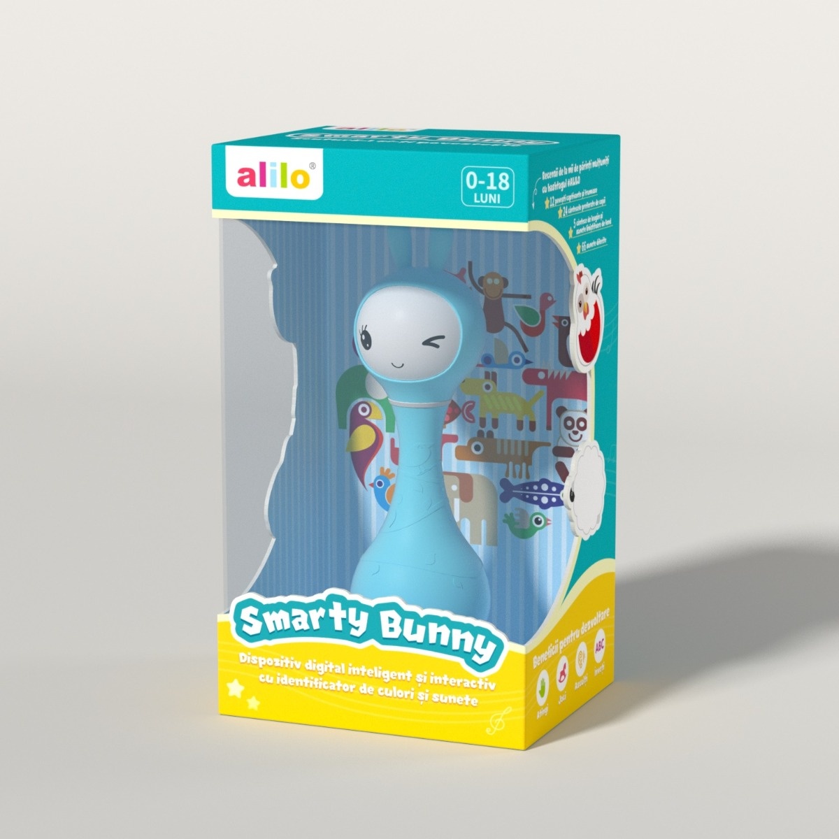 Alilo Smarty Bunny - Iepuras interactiv pentru bebelusi, albastru, RO/EN - 1 | YEO