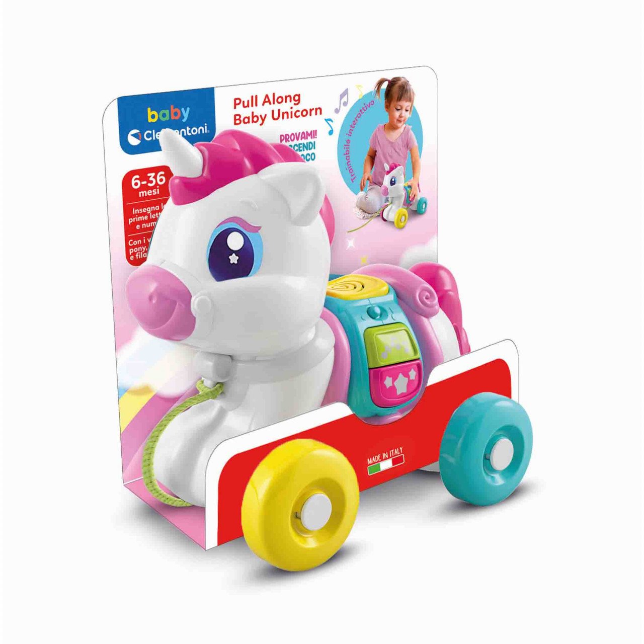 Baby Clementoni - Jucarie De Tras Unicorn Interactiv