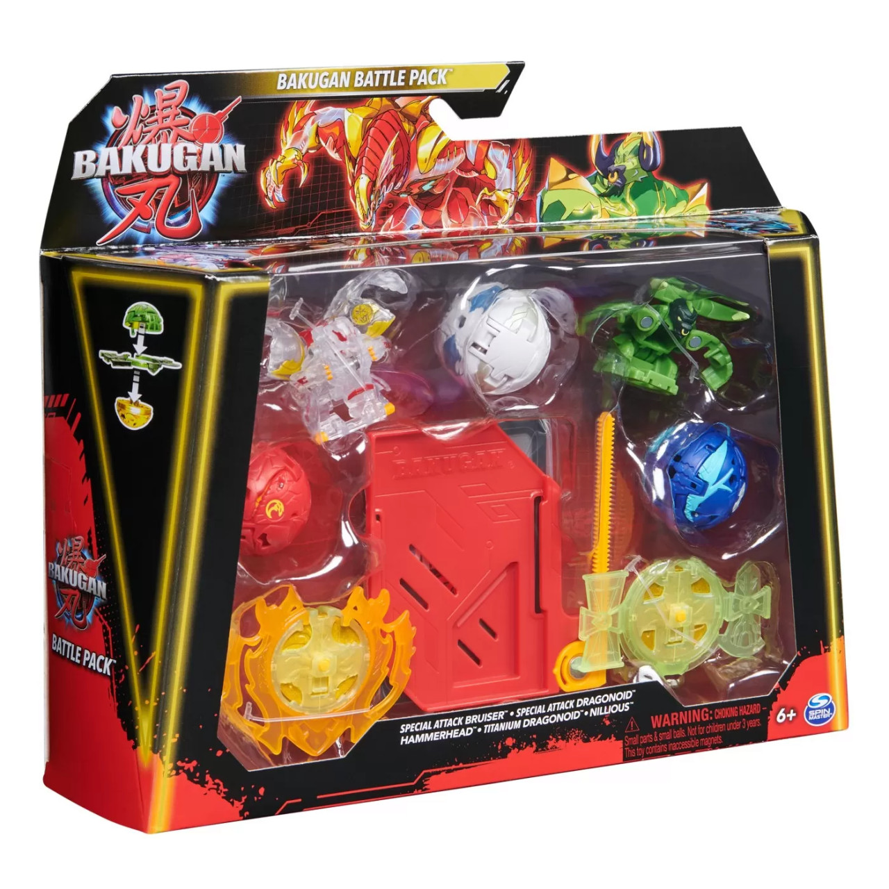 Bakugan Set De Lupta Bruiser, Dragonoid, Hammerhead, Titanium Dragonoid Si Nillious