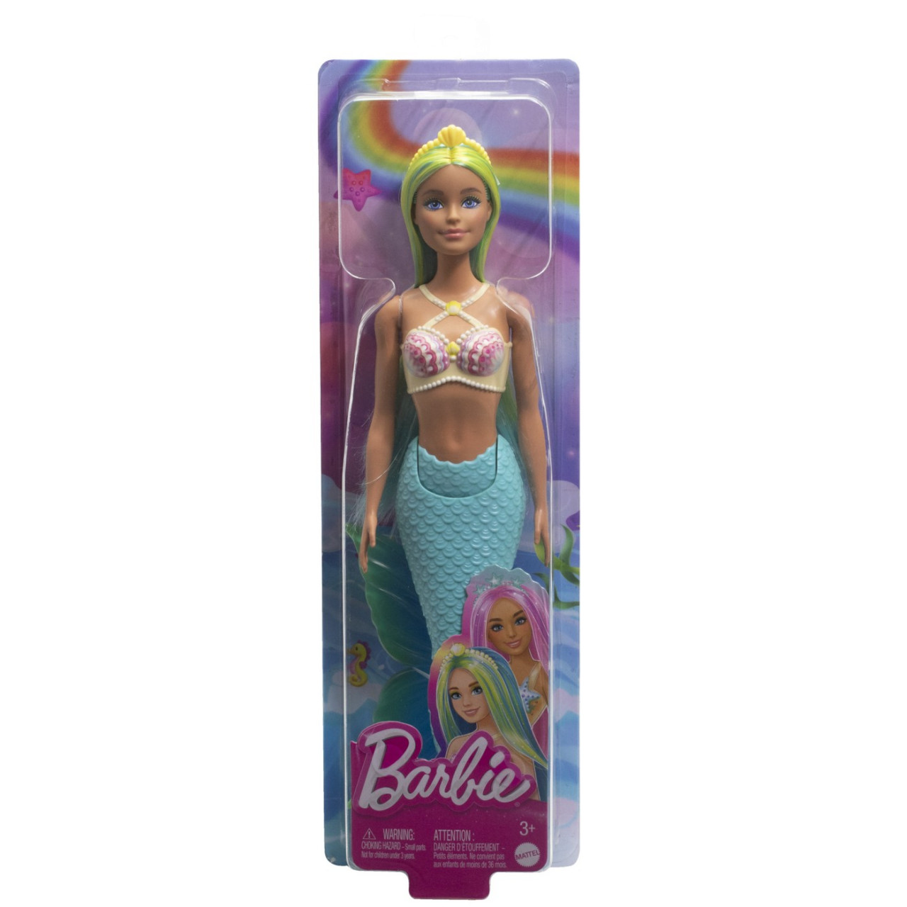 Barbie Dreamtropia Papusa Sirena Cu Corest Galben Si Coada Portocalie - 1 | YEO