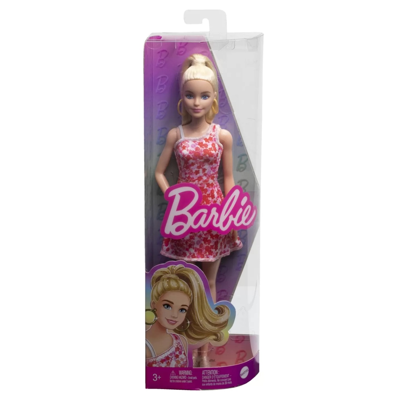 Barbie Papusa Barbie Fashionista Blonda Cu Parul Prins In Coada Si Rochie Cu Floricele - 1 | YEO