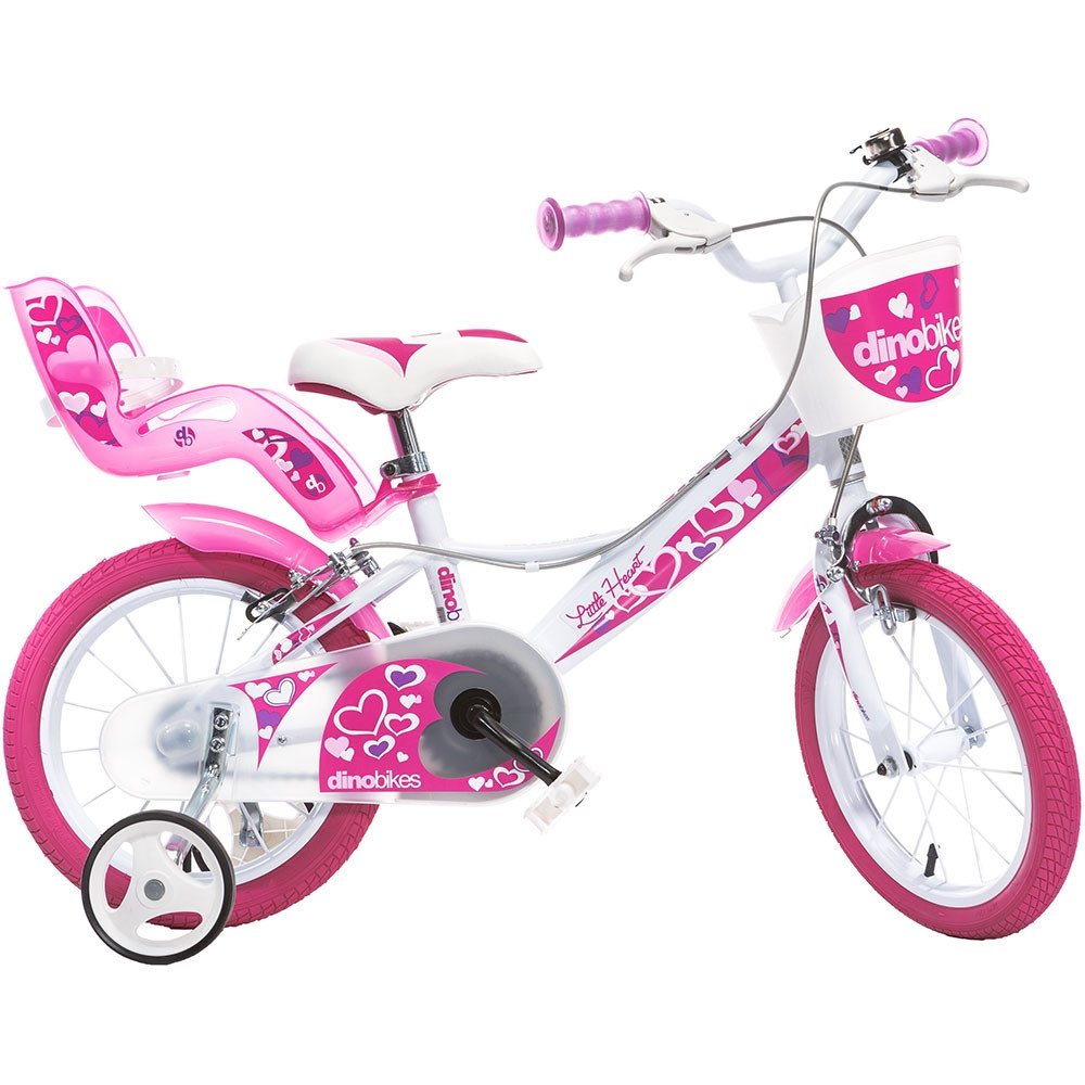 Bicicleta copii Dino Bikes 14\' Little Heart alb si roz