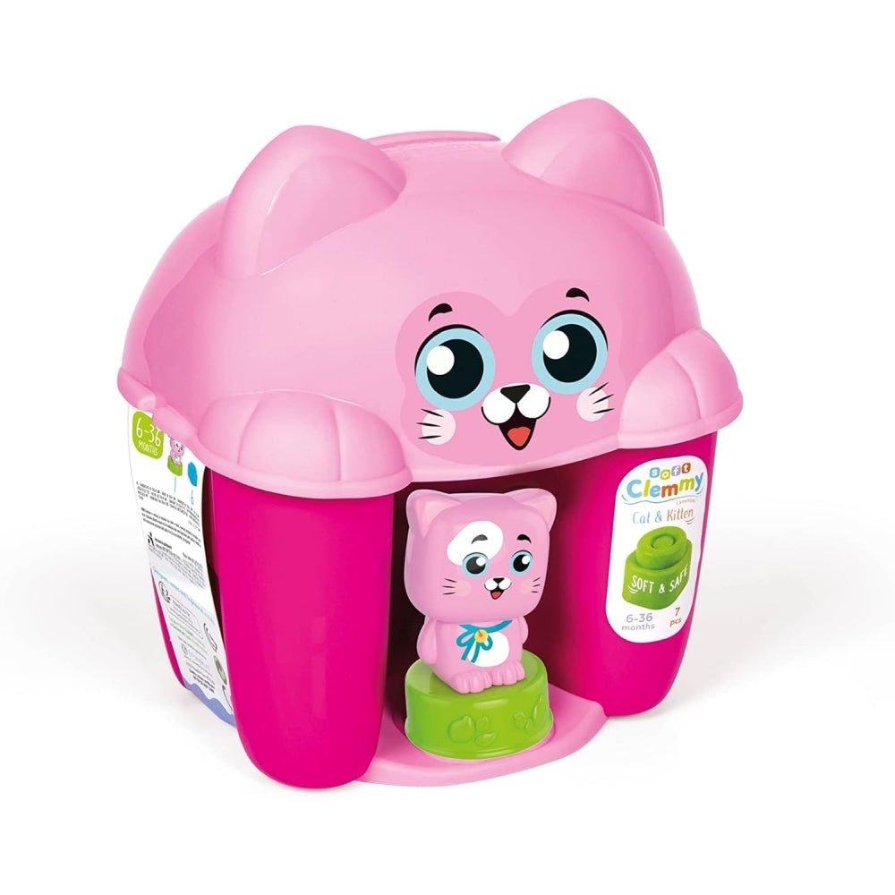 Clementoni - Jucarie educationala Soft Clemmy cos Pisicuta cu cuburi de constructie moi si lavabile - 1 | YEO