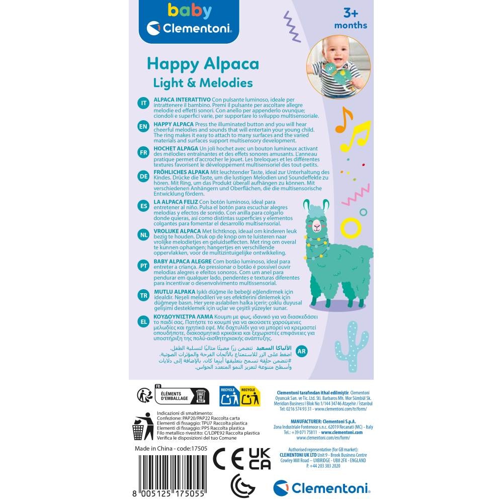 Clementoni - Zornaitoare interactiva alpaca cu lumini si sunete ce contribuie la dezvoltarea multisenzoriala - 3 | YEO