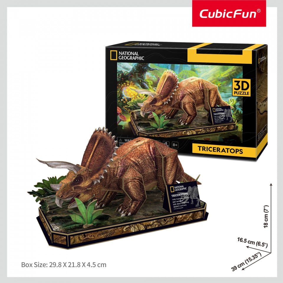 Cubic Fun - Puzzle 3D Triceratops 44 Piese - 2 | YEO