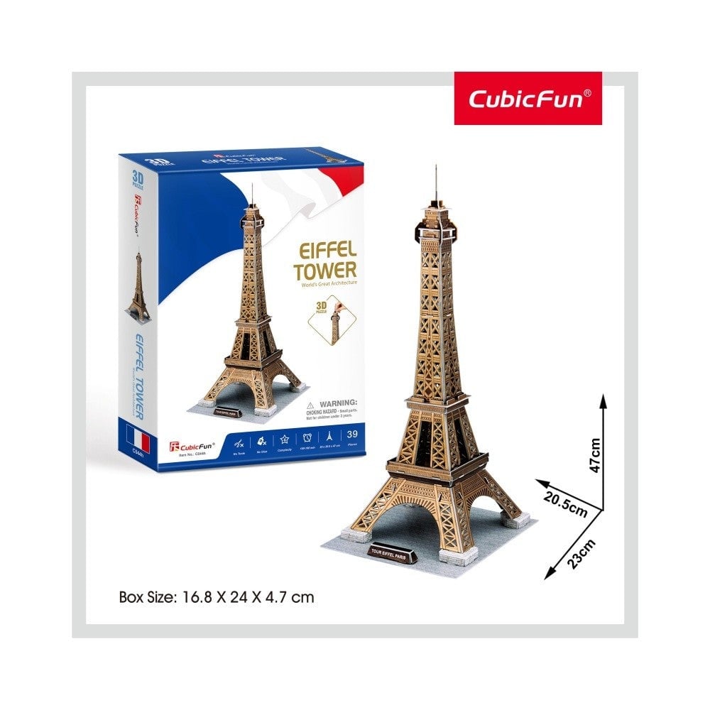 Cubic Fun - Puzzle 3D Turnul Eiffel (Nivel Mediu 39 Piese) - 2 | YEO