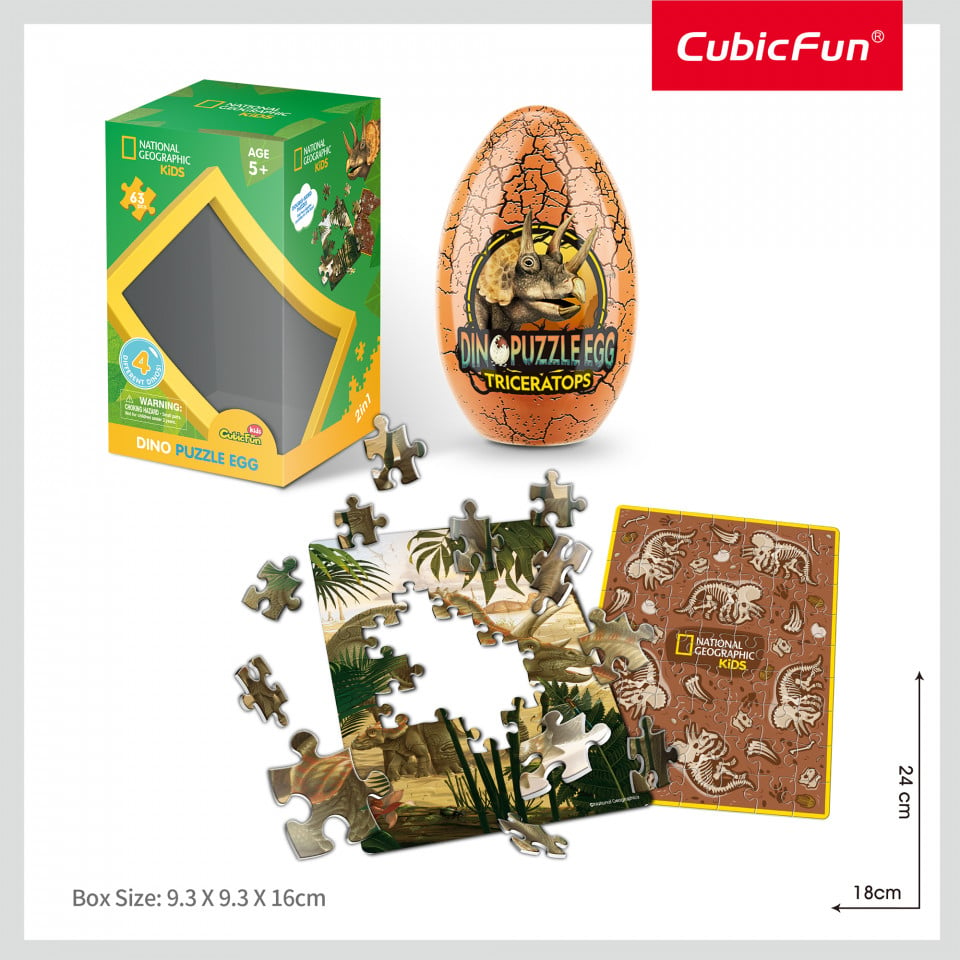 Cubic Fun - Puzzle In Cutie Triceratops 63 Piese - 2 | YEO