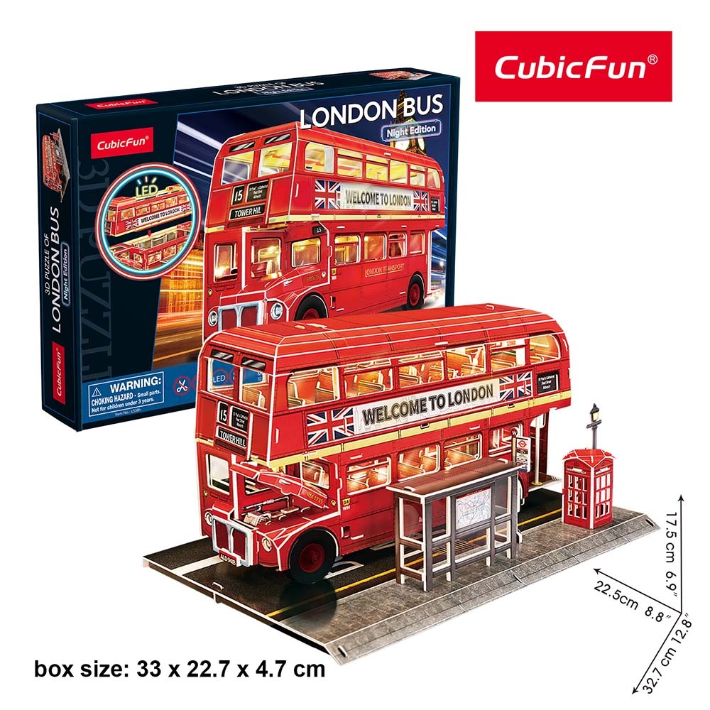 CUBICFUN - PUZZLE 3D LED AUTOBUZ CU ETAJ 161 PIESE