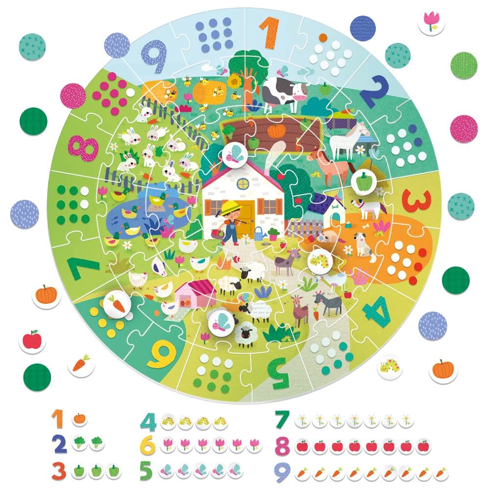 Headu - Puzzle mare rotund cu numere - 1 | YEO