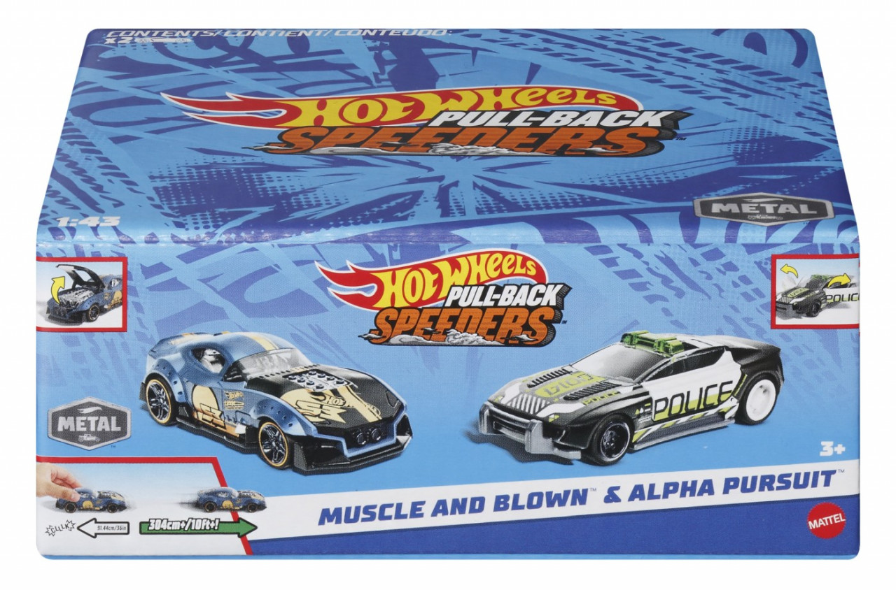 Hot Wheels Set 2 Masinute Metalice Pull Back Muscle And Blown Si Alpha Pursuit 1:43 - 1 | YEO