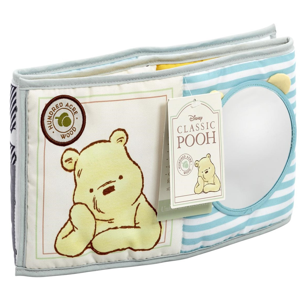 Jucarie - carte Winnie the Pooh cu doua fete pentru dezvoltare senzoriala