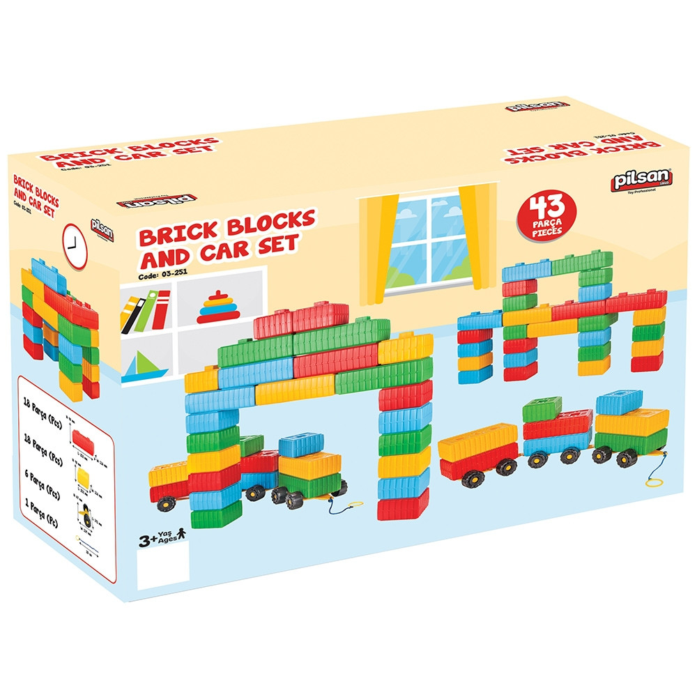 Jucarie Pilsan Cuburi de construit Brick Blocks and Car Set 43 piese - 2 | YEO