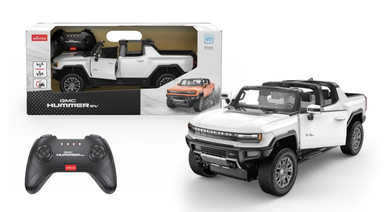 Masina Cu Telecomanda Gmc Hummer Ev Alb Scara 1 La 16