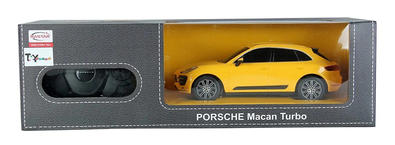 Masina Cu Telecomanda Porsche Macan Turbo Galben Cu Scara 1 La 24