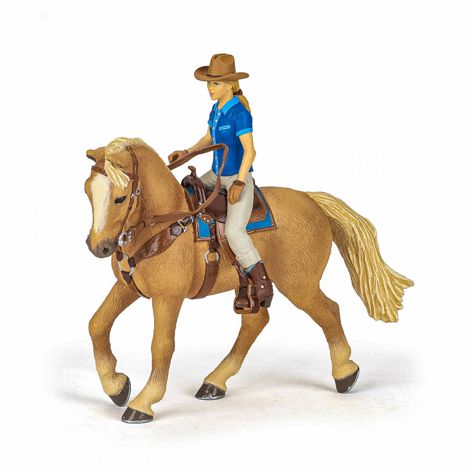 Papo Figurina Set Cowgirl (Vacarita) Pe Cal Usa