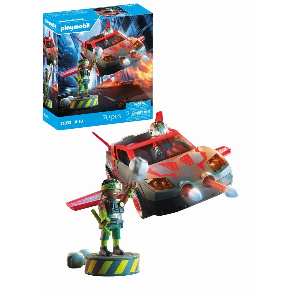 Playmobil - Jucarie de rol Lupta eroului cu vehicul