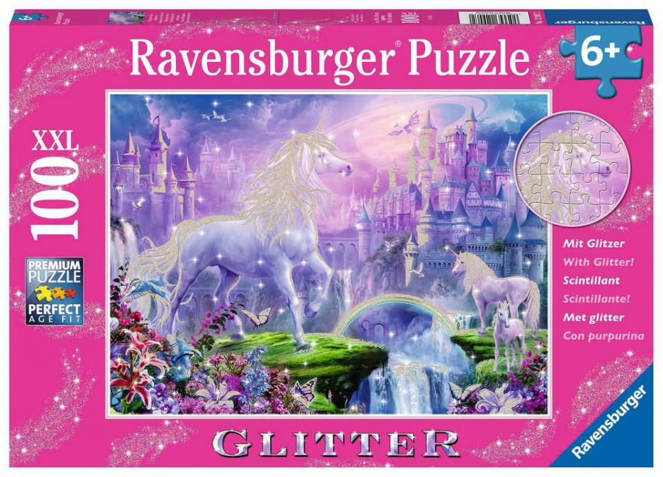 Puzzle Unicorn Cu Sclipici, 100 Piese