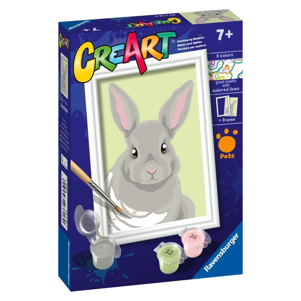 Ravensburger - CreArt pictura pe numere pentru copii iepuras gri - 1 | YEO