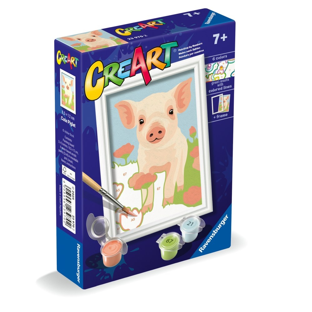 Ravensburger - CreArt pictura pe numere pentru copii porcusor dragut - 1 | YEO