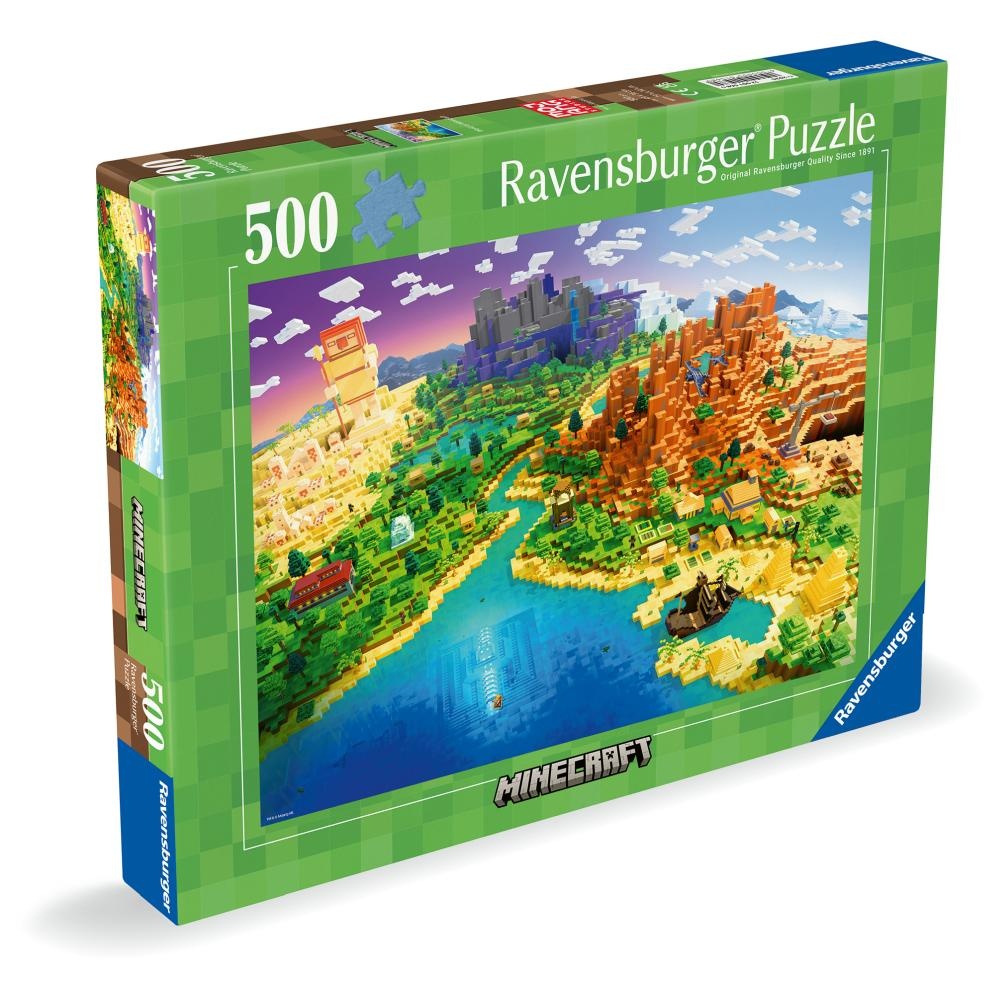 Ravensburger - Puzzle lumea Minecraft 500 piese - 1 | YEO