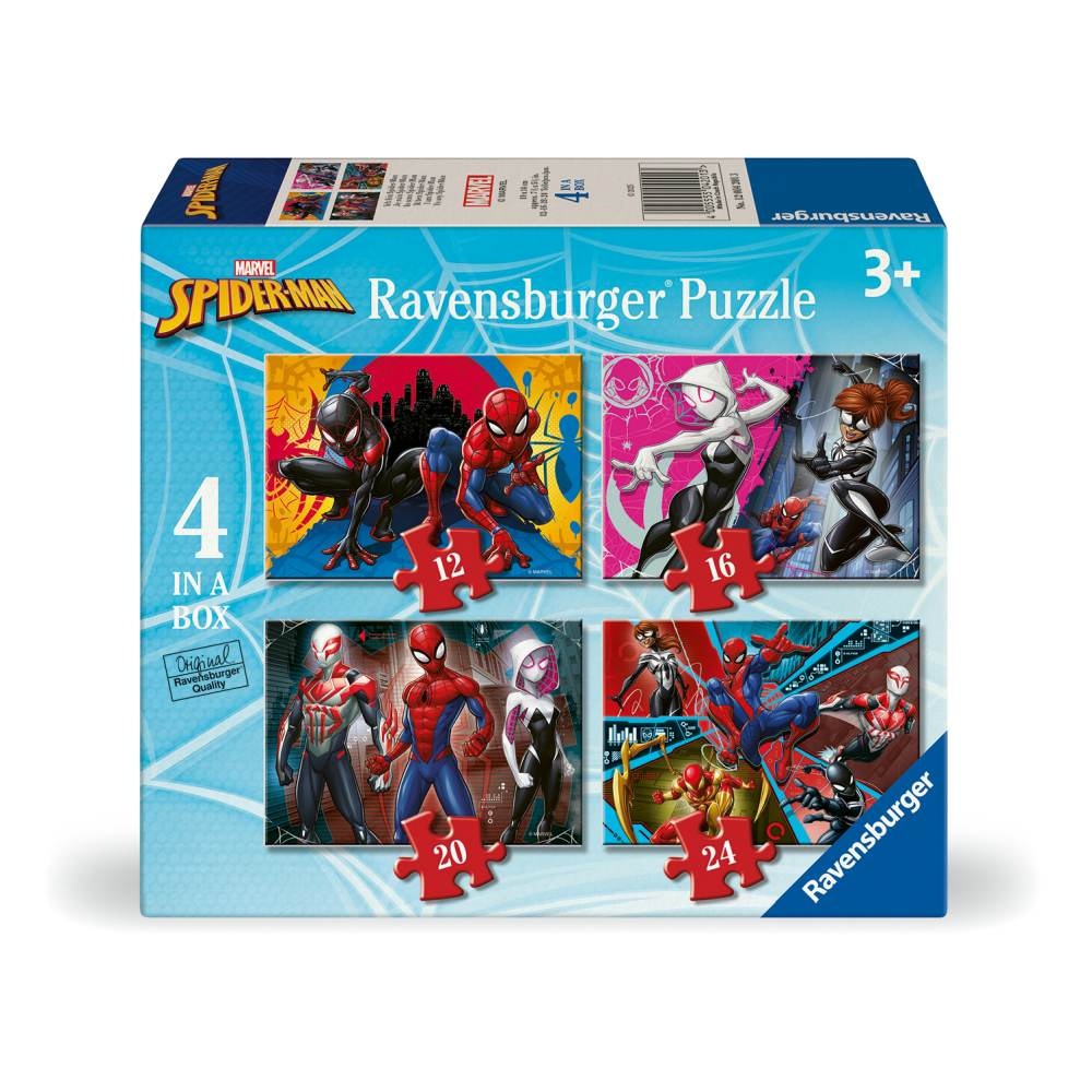 Ravensburger - Puzzle Marvel Spiderman 4 buc in cutie 12 16 20 24 piese
