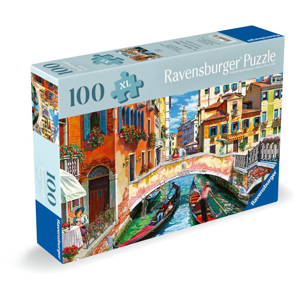 Ravensburger - Puzzle pentru varstnici Venetia cu sablon de imagine si suport din carton 100 piese mari XL - 1 | YEO