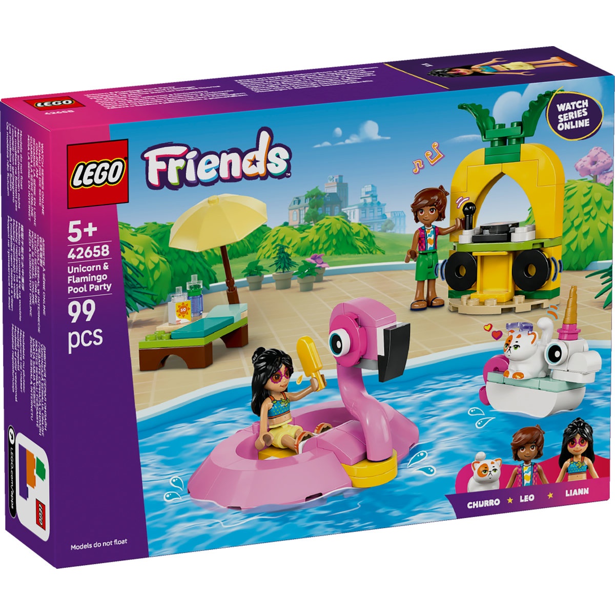 Set LEGO Friends - Petrecere la piscină cu unicornul şi flamingo (42658) - 1 | YEO