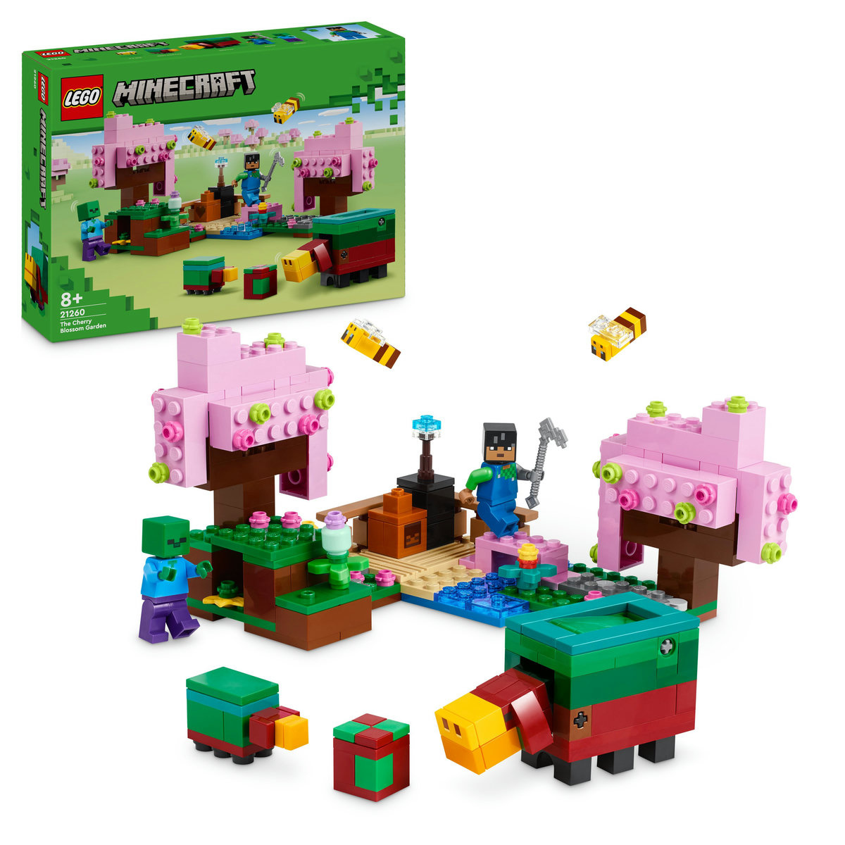 Set LEGO Minecraft - Gradina cu ciresi înfloriti (21260)