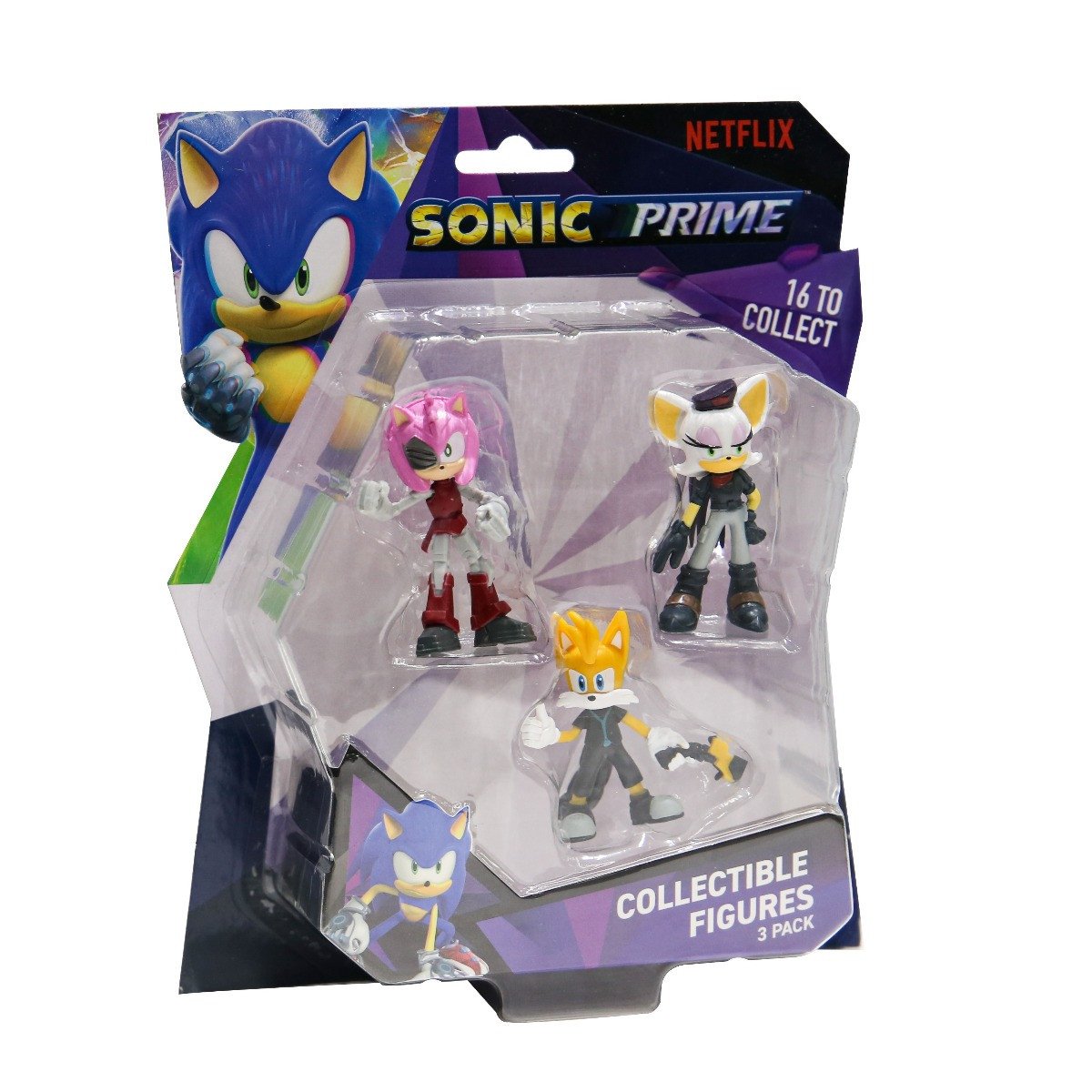 Sonic Prime - Set 3 figurine, blister, Rebel Rouge & Rusty Rose & Tails Nine