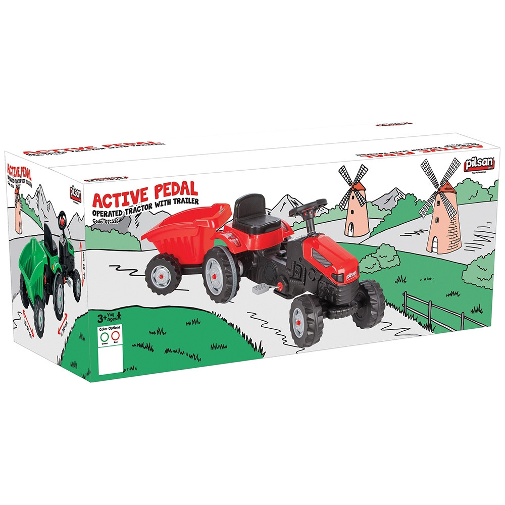 Tractor cu pedale si remorca Pilsan Active with Trailer 07-316 red - 2 | YEO