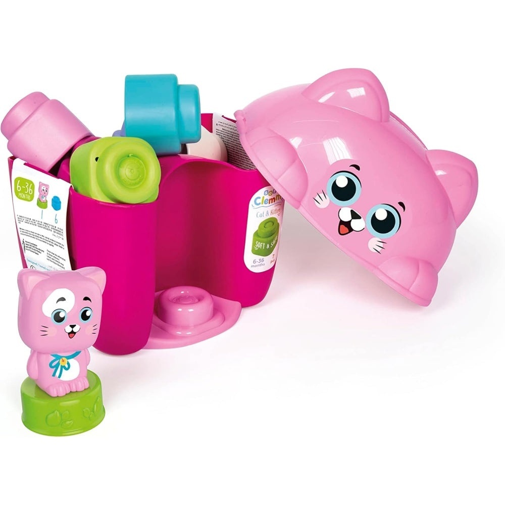 Clementoni - Jucarie educationala Soft Clemmy cos Pisicuta cu cuburi de constructie moi si lavabile - 2 | YEO