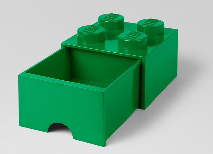 Cutie depozitare LEGO 2x2 cu sertar, verde - 1 | YEO