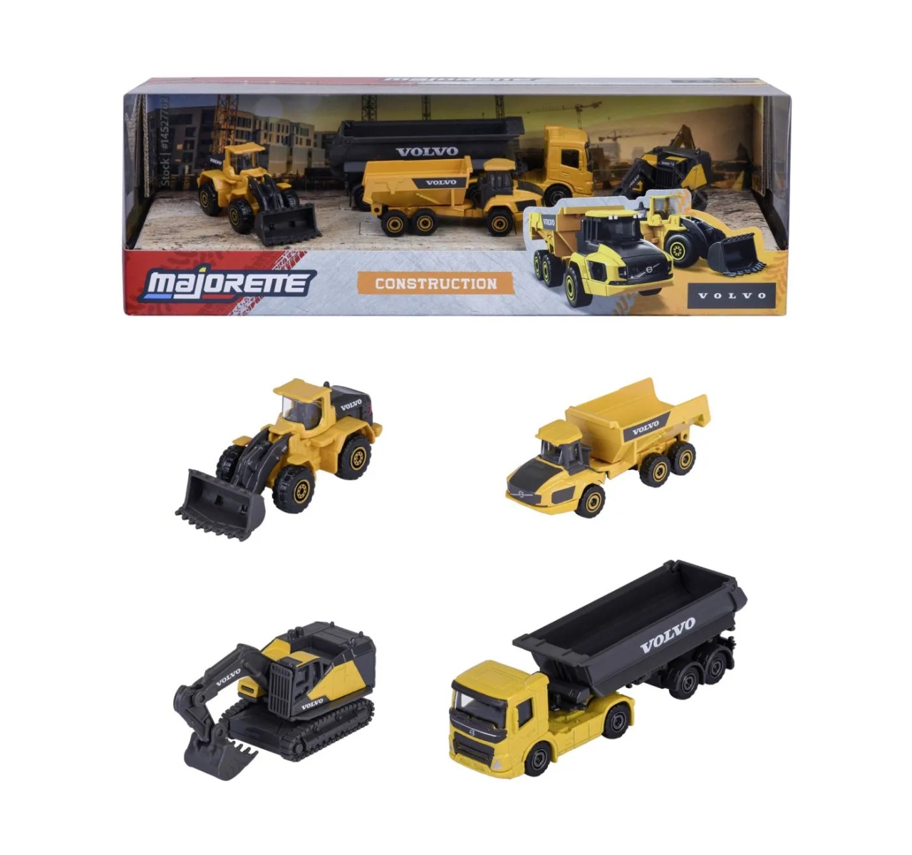 Majorette Set 4 Utilaje Metalice Volvo Construction 7.5Cm