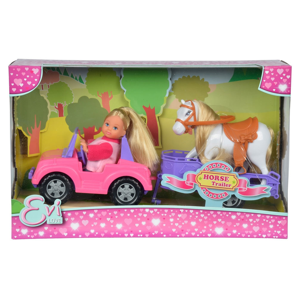 Papusa Simba Evi Love 12 cm Evi Horse Trailer cu masina, trailer si calut - 2 | YEO