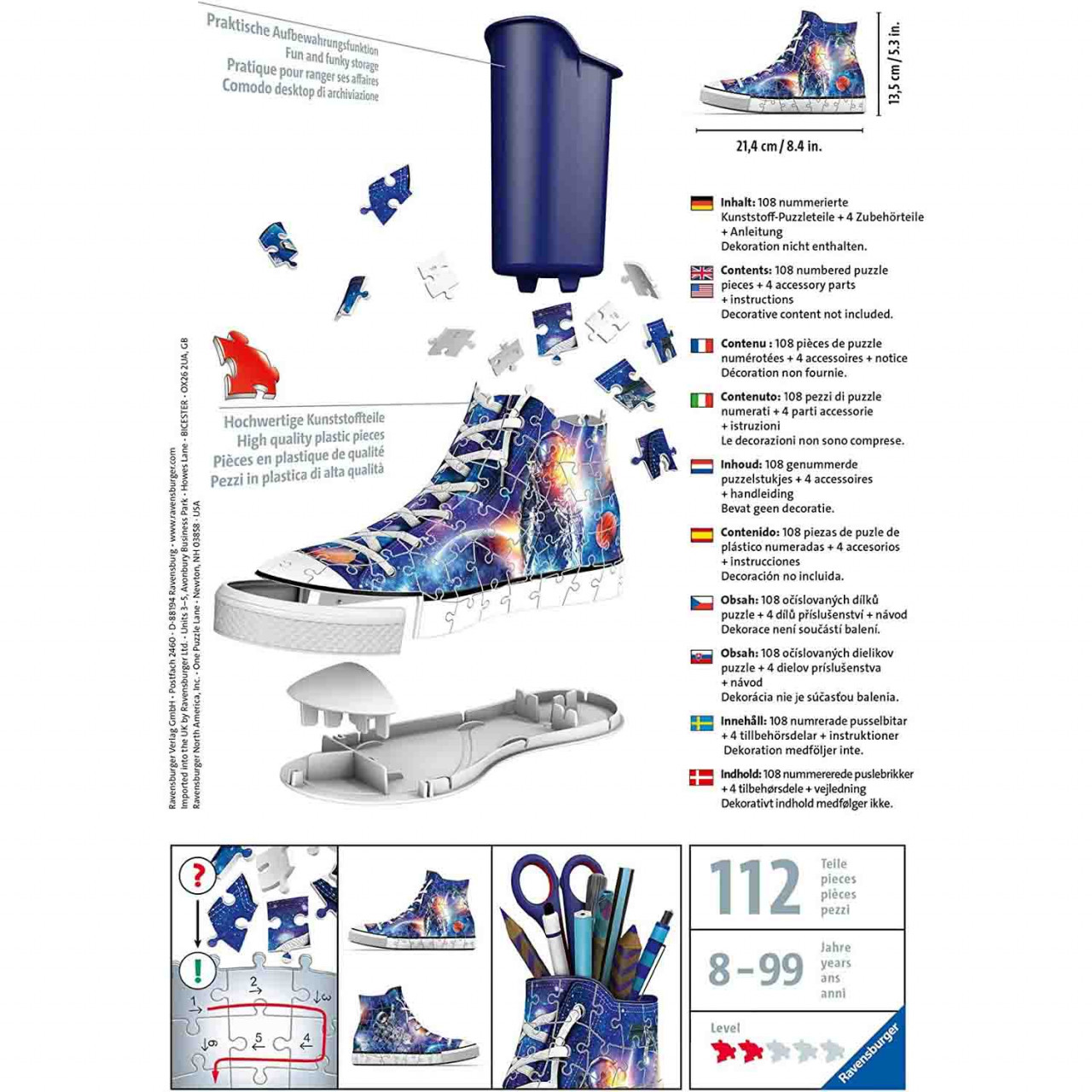 Puzzle 3D Suport Pixuri Sneaker Astronaut, 108 Piese - 2 | YEO