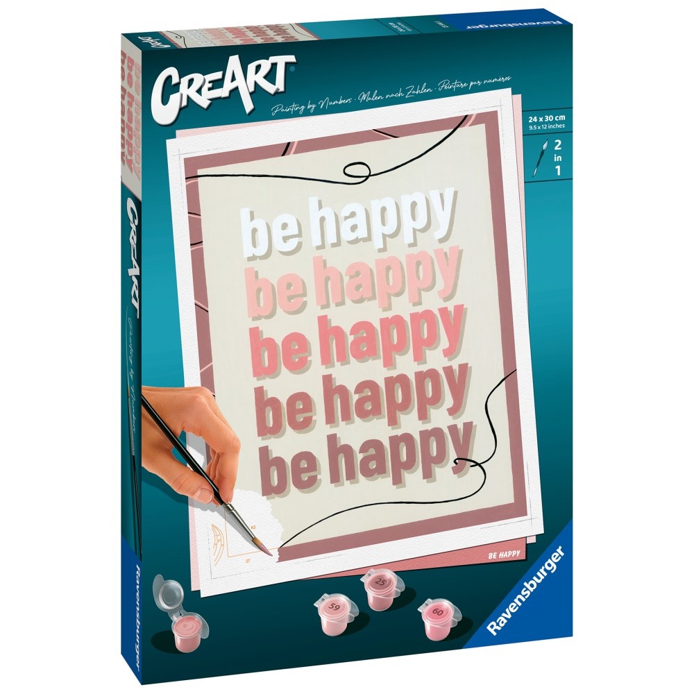 Ravensburger - CreArt pictura pe numere pentru adulti Be Happy - 1 | YEO