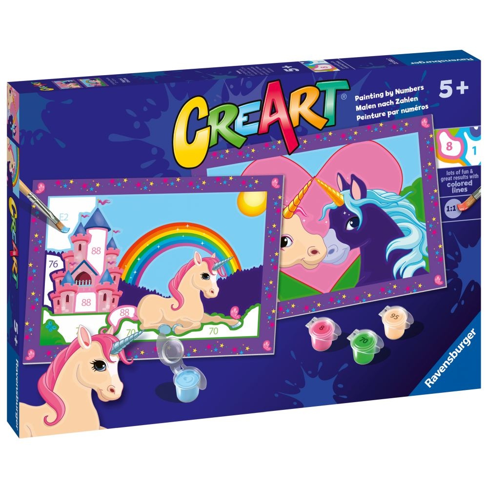Ravensburger - CreArt pictura pe numere pentru copii 2 sabloane cu unicorni magici - 1 | YEO