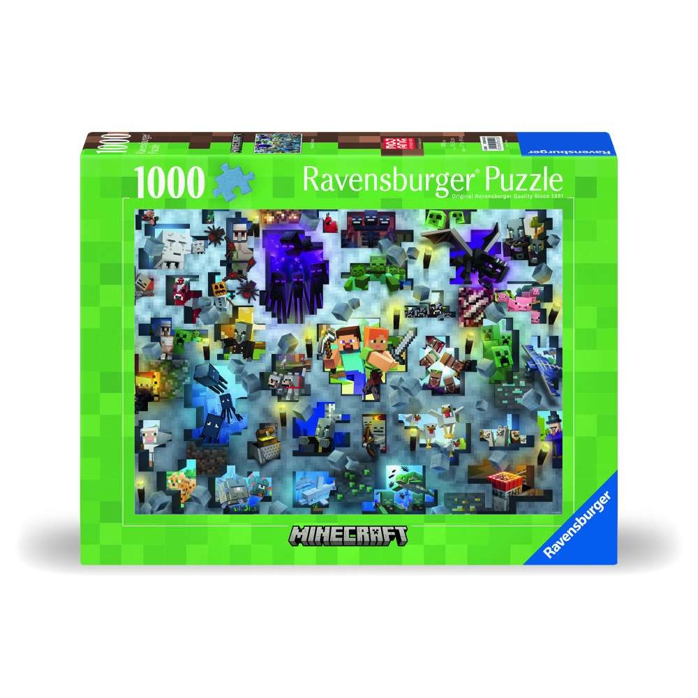 Ravensburger - Puzzle provocarea Minecraft 1000 piese design nou - 1 | YEO