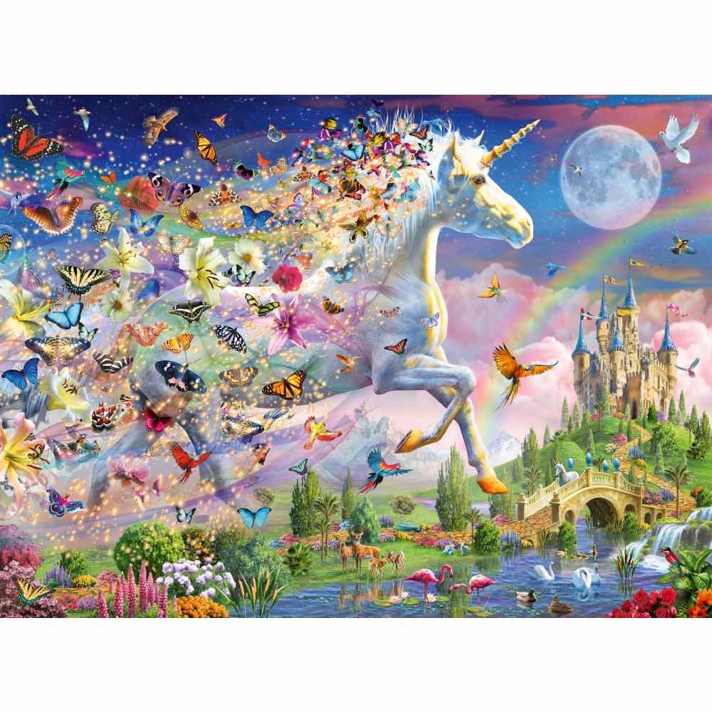 Ravensburger - Puzzle Star Line Unicorn si fluturi care lumineaza in intuneric 200 piese XXL - 2 | YEO