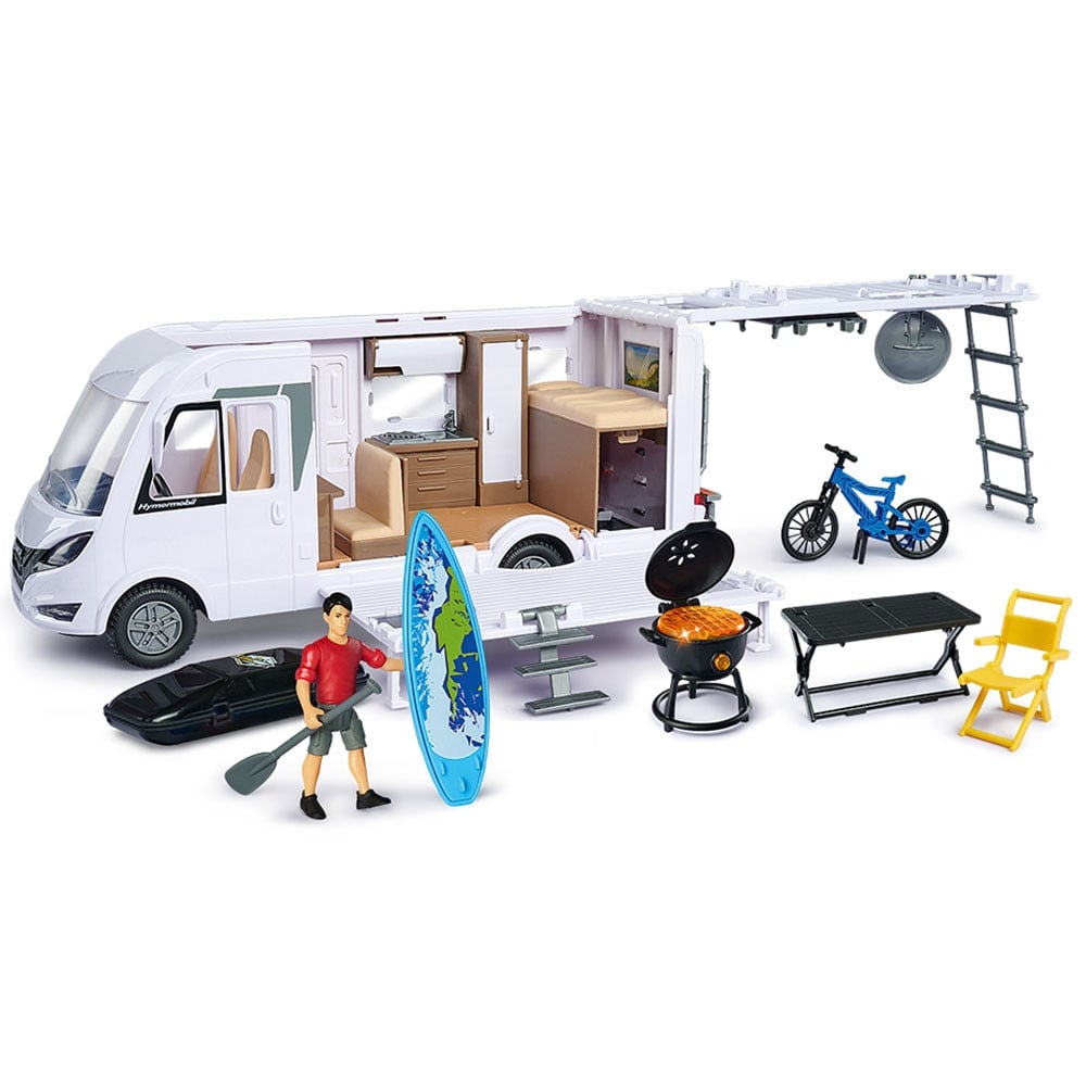 Rulota Dickie Toys Camper Hymer Camping Van Class B cu figurina si accesorii - 1 | YEO