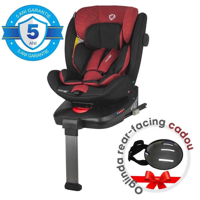 Scaun auto iSize 40-150 cm C Vigo Poppy red+Coccolle oglinda auto rear-facing