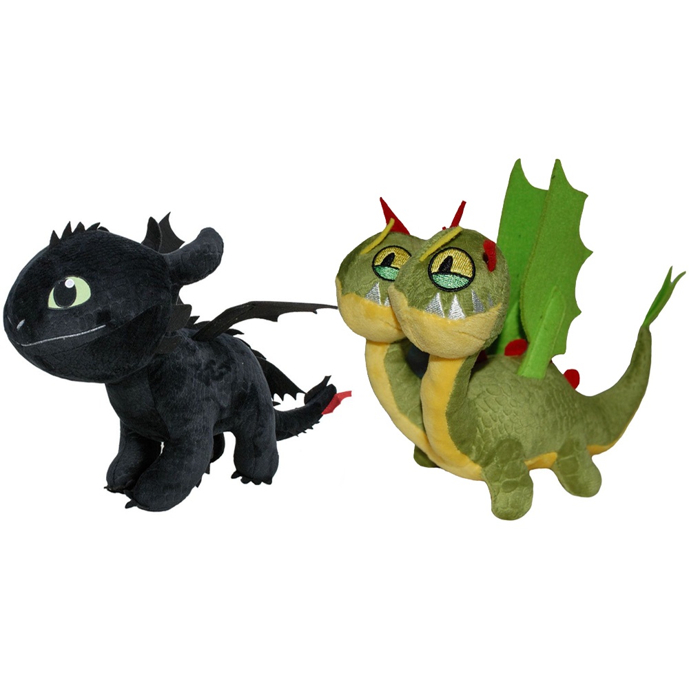 Set 2 jucarii din plus Toothless 25 cm si Zippleback, Dragons, 20 cm