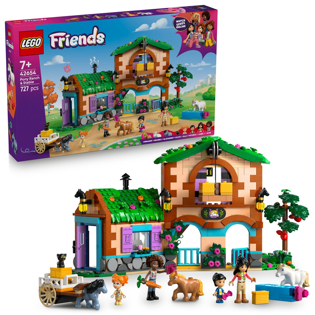 Set LEGO Friends - Fermă şi grajd pentru ponei (42654)