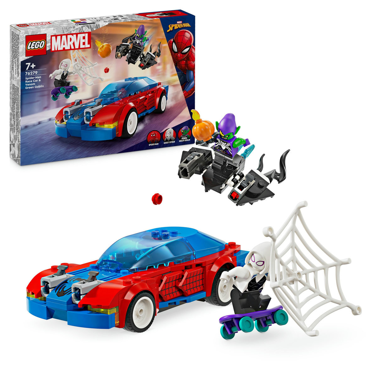 Set LEGO Marvel Super Heroes - Masina de curse a Omului Paianjen si Venom Green Goblin (76279)