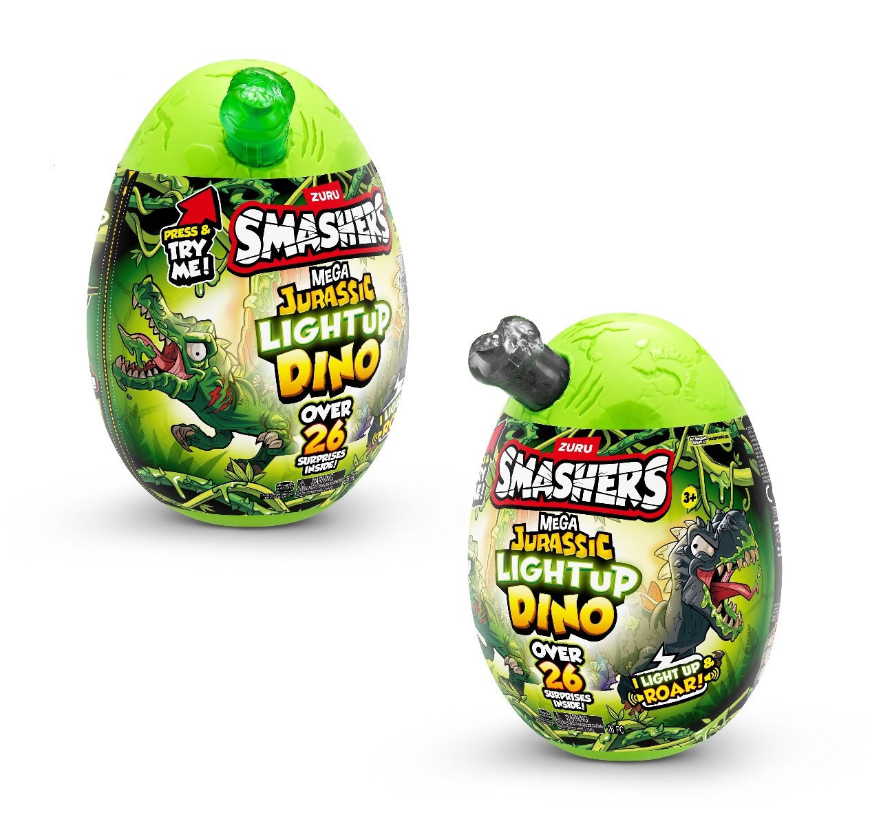 Smashers - Mega Ou surpriza cu peste 26 accesorii, Dino Jurassic Light-Up