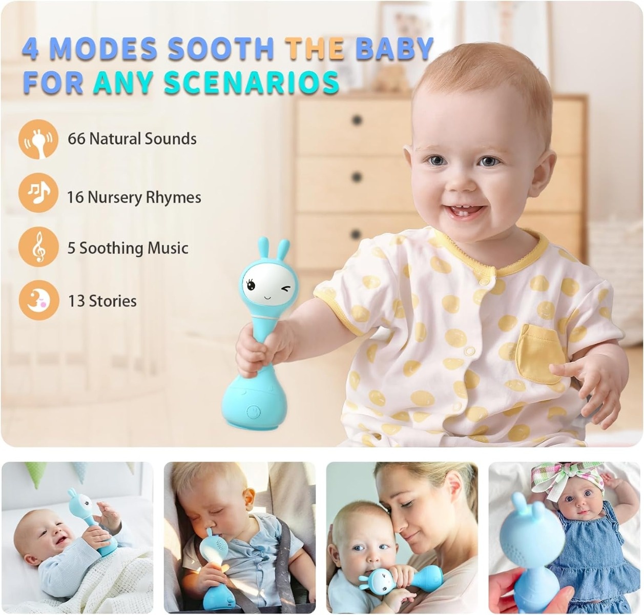 Alilo Smarty Bunny - Iepuras interactiv pentru bebelusi, albastru, RO/EN - 3 | YEO