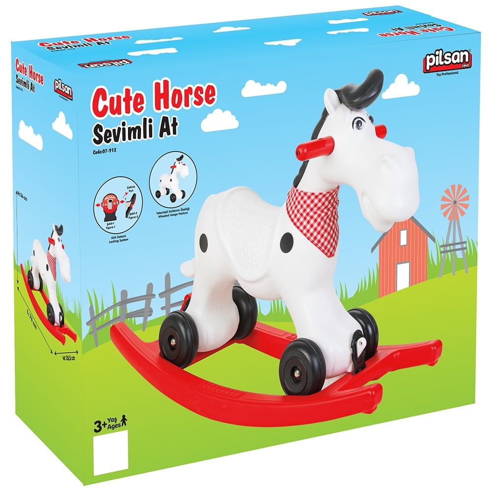 Balansoar pentru copii Pilsan Cute Horse white - 1 | YEO