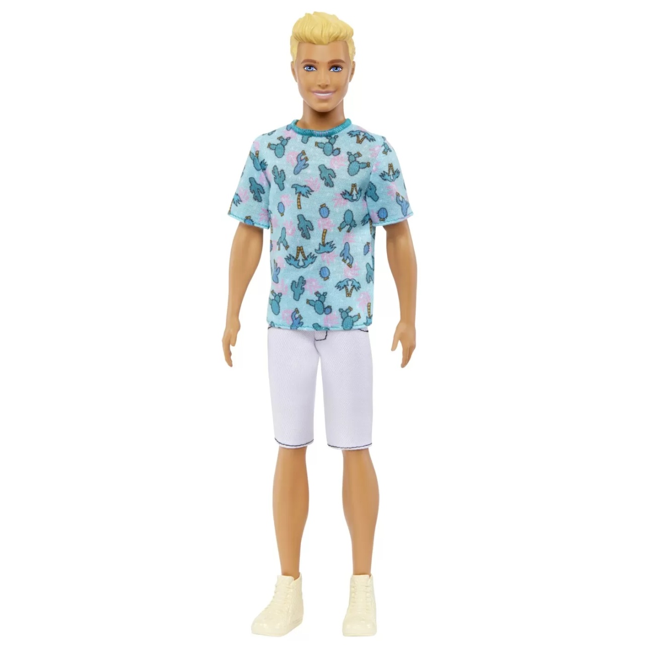 Barbie Papusa Baiat Fashionistas Blond Cu Tricou Cu Imprimeu Cu Cactusi