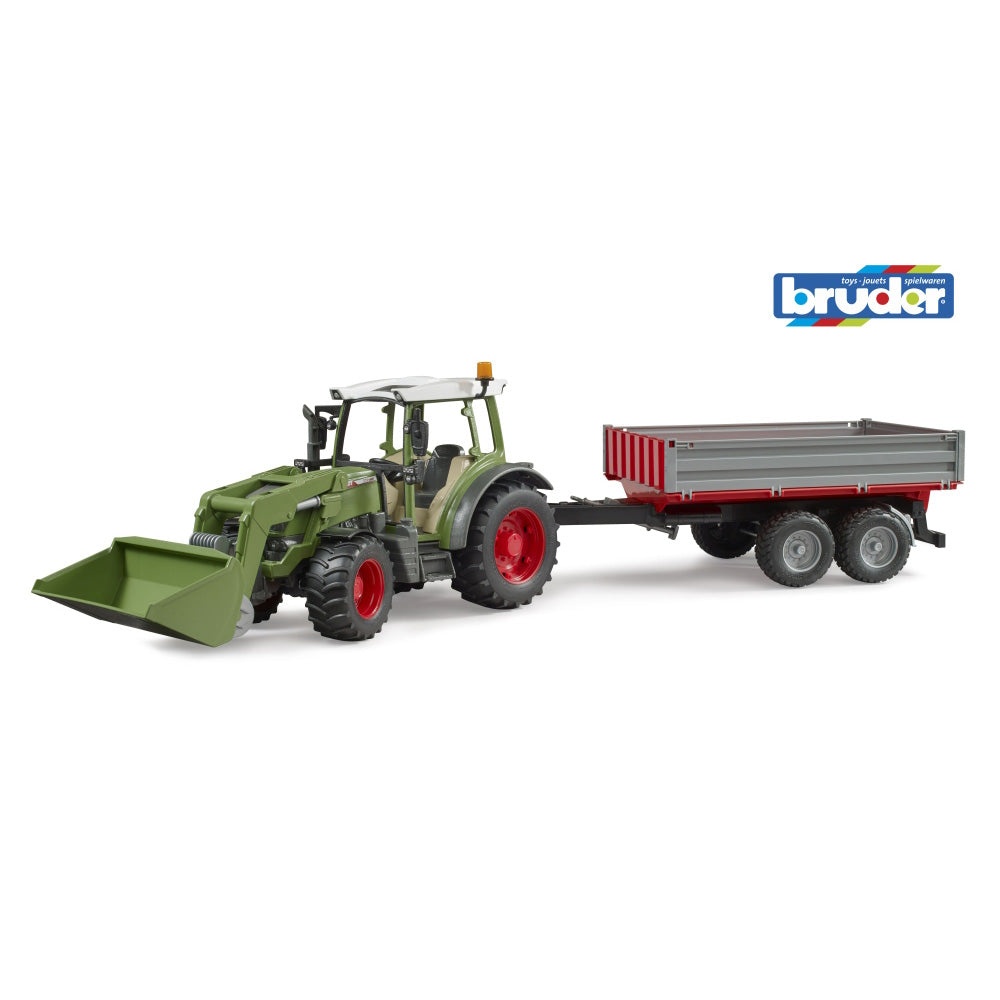 Bruder tractor Fendt Vario 211 cu incarcator frontal si remorca